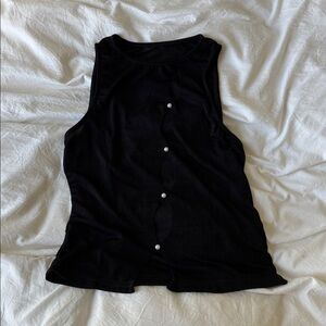 Sleeveless Mesh Top with Pearl Accents